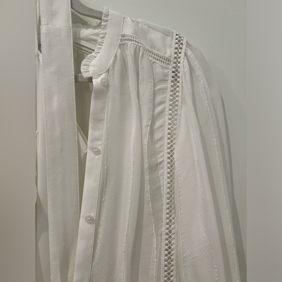 REISS - white Harriett Lace Inset Long Sleeve Dress - US 6 / UK10 - Picture 7 of 10